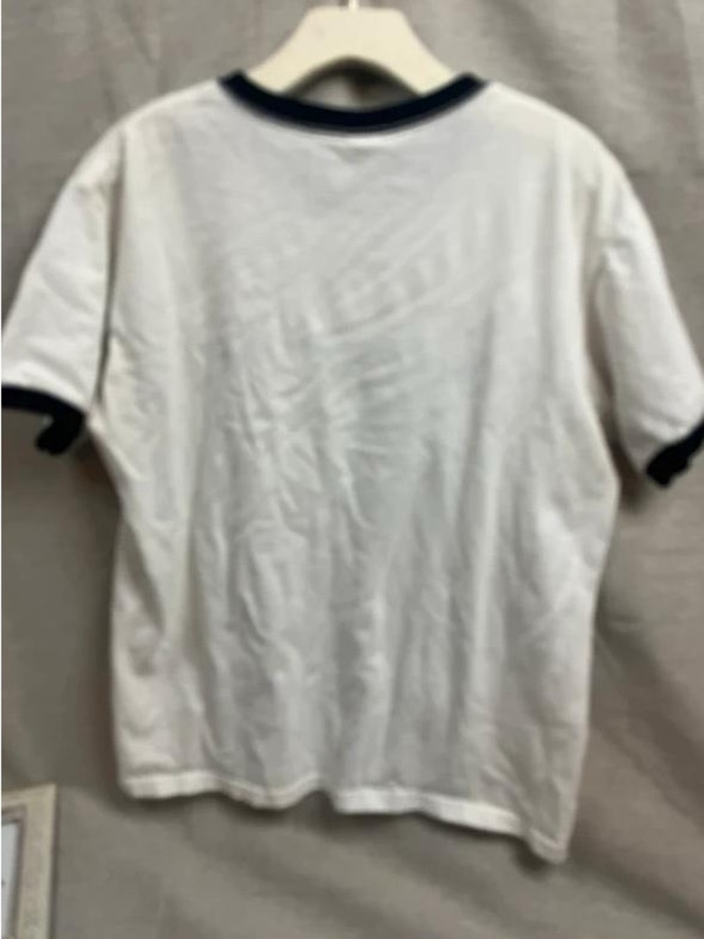 Men's White Short Sleeve Ringer Tee with Navy Trim